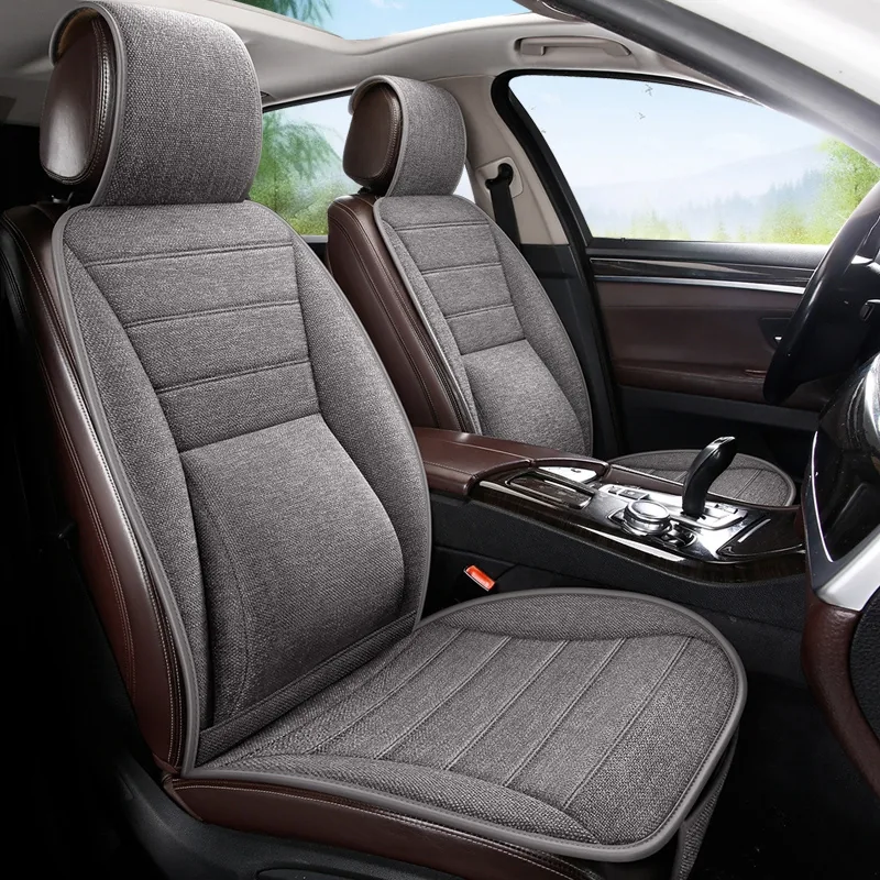 Breathable Linen Car Seat Covers - Gray Standard