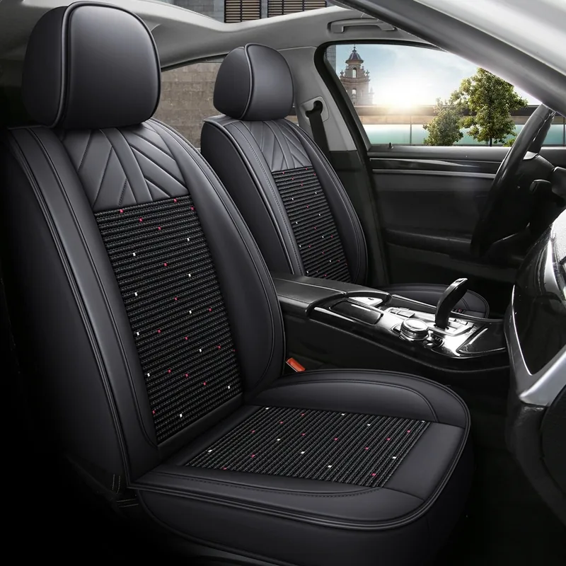 Breathable Ice Silk Car Seat Covers with Mesh Seating - Black Standard