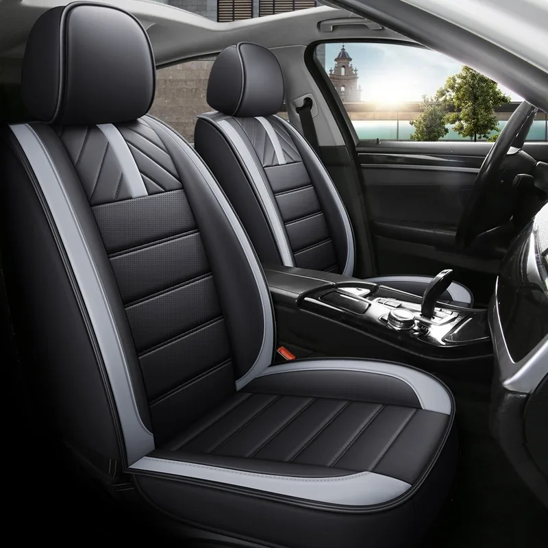 PU Leather-Look Car Seat Covers with Bow Headrest