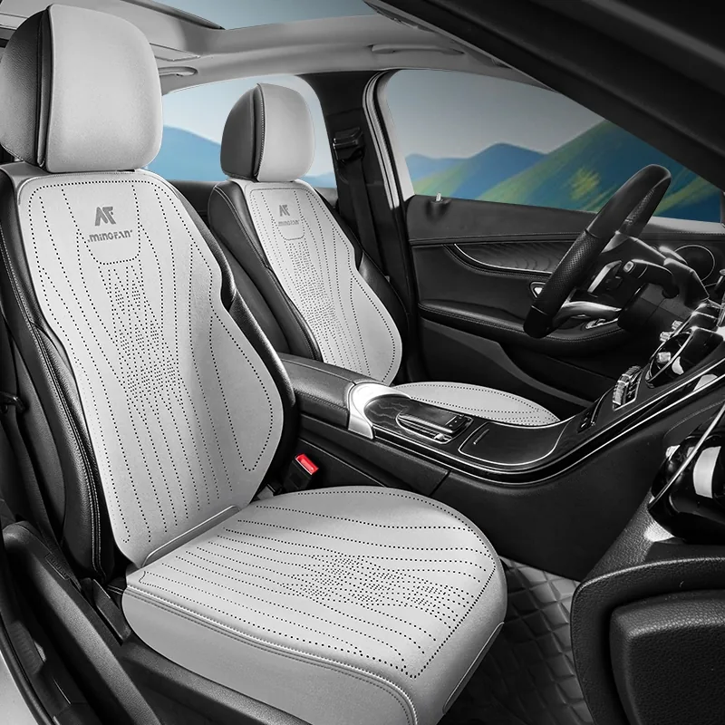 PU Leather-Look Saddle Cushions - White Standard