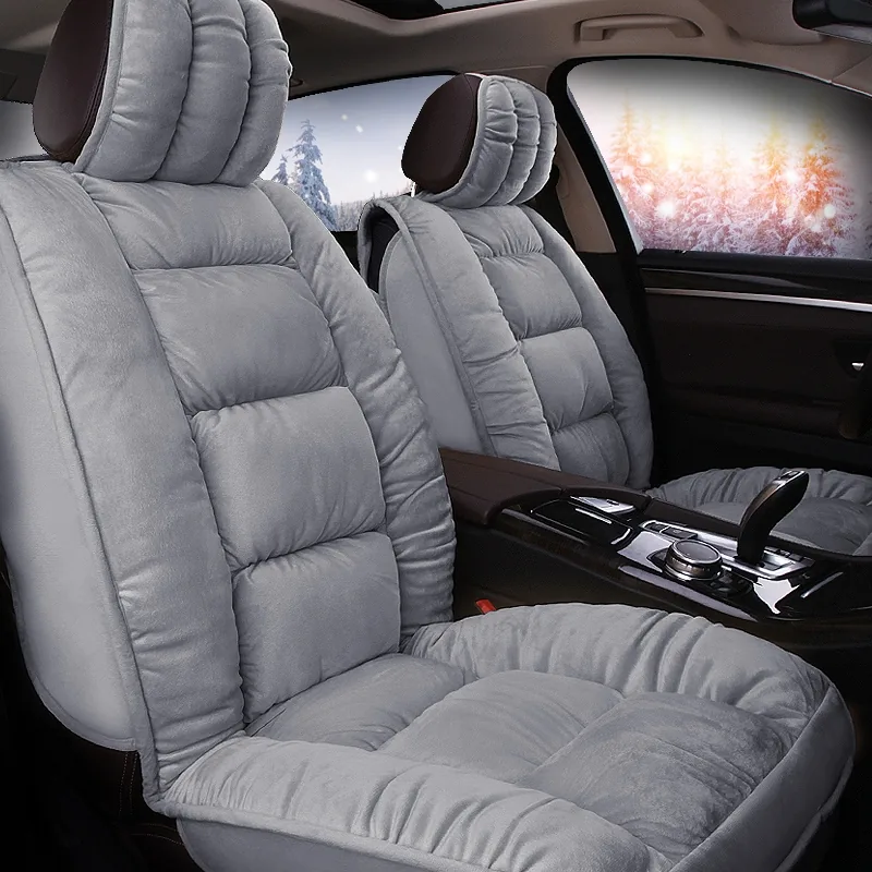 Soft Plush Car Seat Covers - Gray Standard