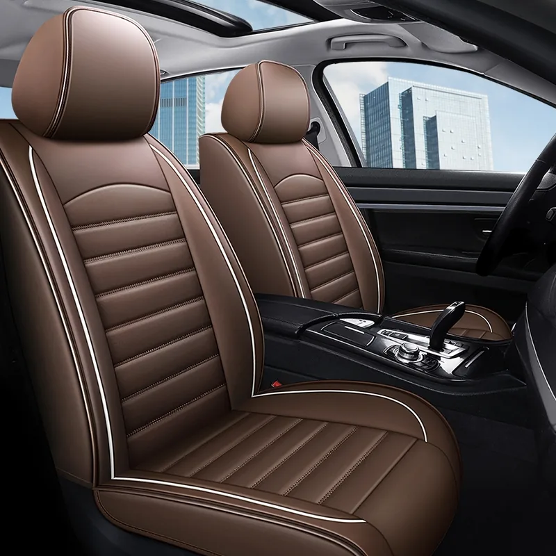 Executive Leather-Look Car Seat Covers with Silver Trim