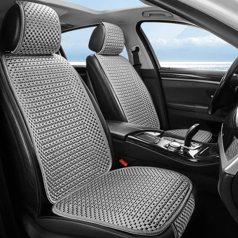 Classic Grid Quilted Ice Silk Car Seat Covers - Gray Standard