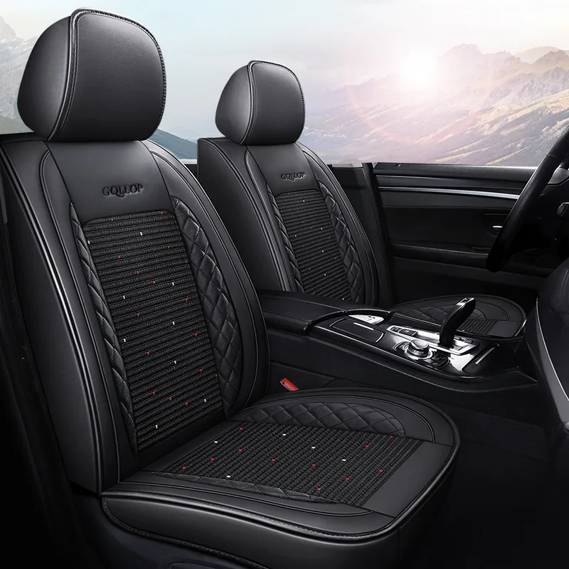 Commercial Grade Leather Car Seat Covers - Brown - Black Standard