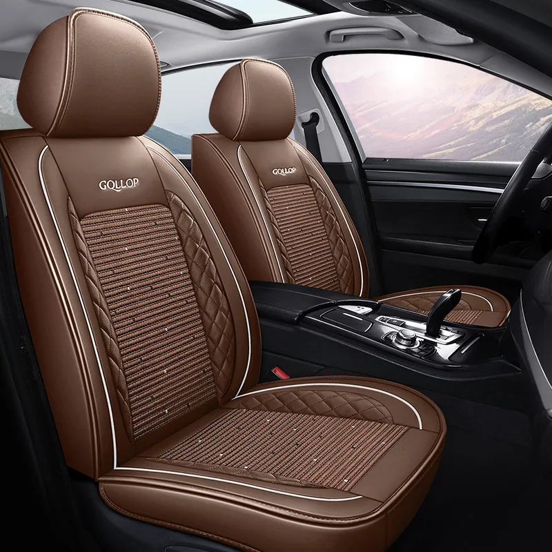 Commercial Grade Leather Car Seat Covers - Brown - Coffee Brown Standard