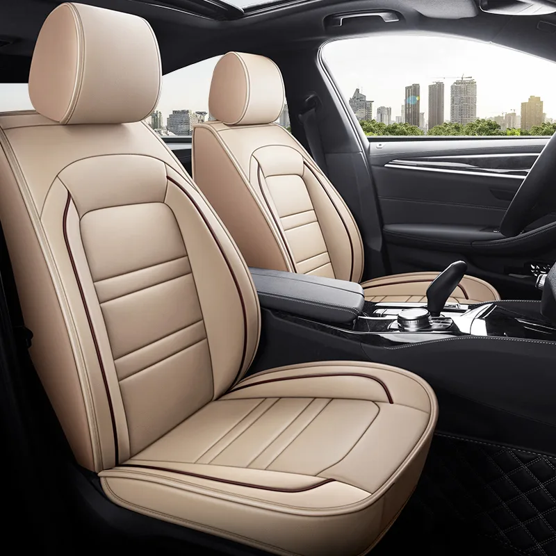 Commercial Grade Leatherette Car Seat Covers - Beige Standard