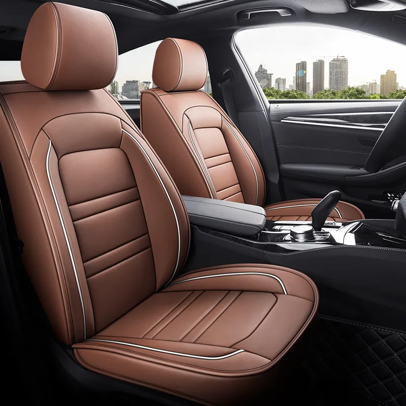 Commercial Grade Leatherette Car Seat Covers - Coffee Brown Standard