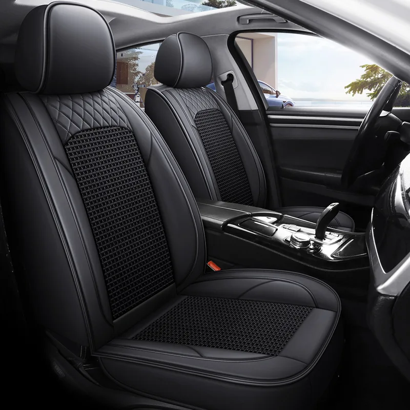 Commercial Grade Leatherette Car Seat Covers - Black Standard