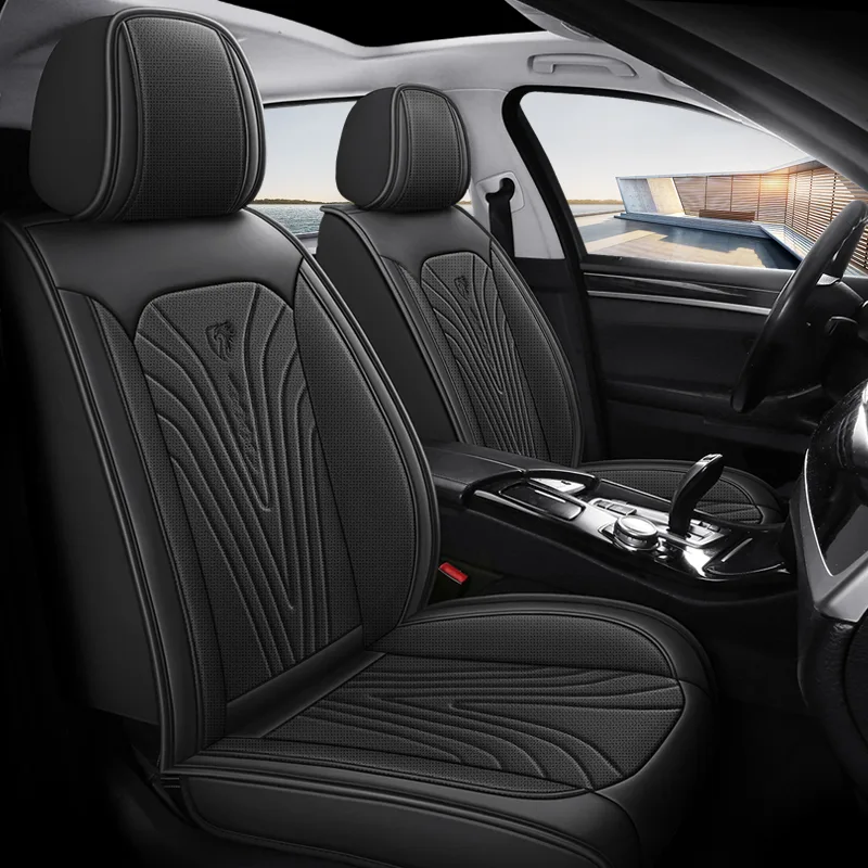 Luxury Black Leather Car Seat Covers - Commercial Grade Quality - Stealth Black Standard