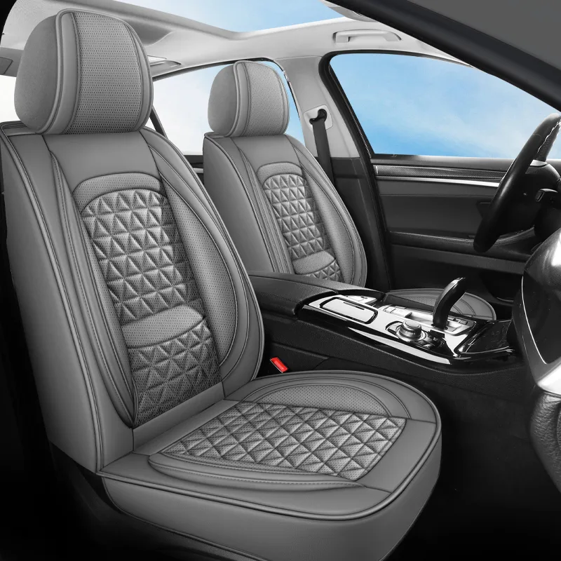 Luxury Leather Car Seat Covers - Commercial Grade Interior Protection - Gray Standard