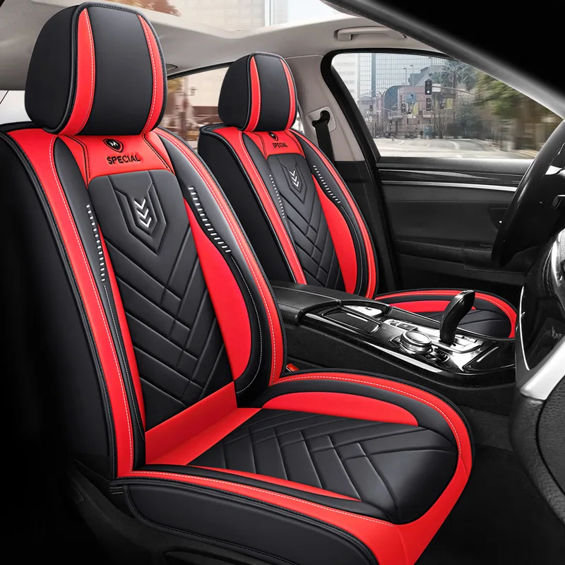 Luxury Leather Car Seat Covers - Commercial Grade Quality - Red Standard