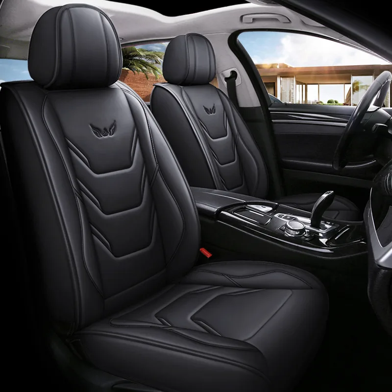 Commercial Leather Car Seat Covers with Customized Embroidery - Black Standard