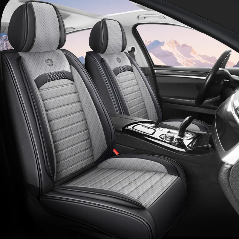 Commercial Black Leather Car Seat Covers - Premium Quality, Durable - Gray Standard