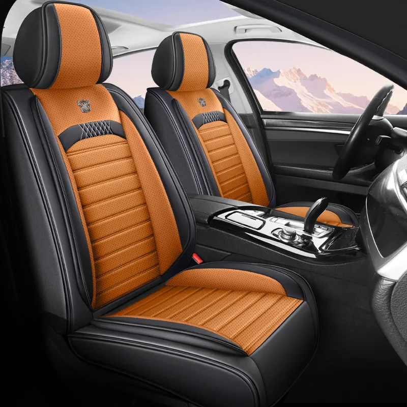 Commercial Black Leather Car Seat Covers - Premium Quality, Durable - Yellow Standard