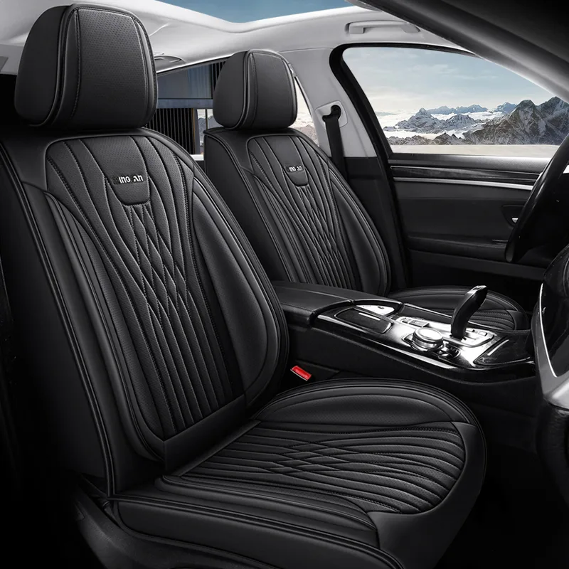 Commercial Grade Leather Car Seat Covers for Luxury Vehicles - Black Standard