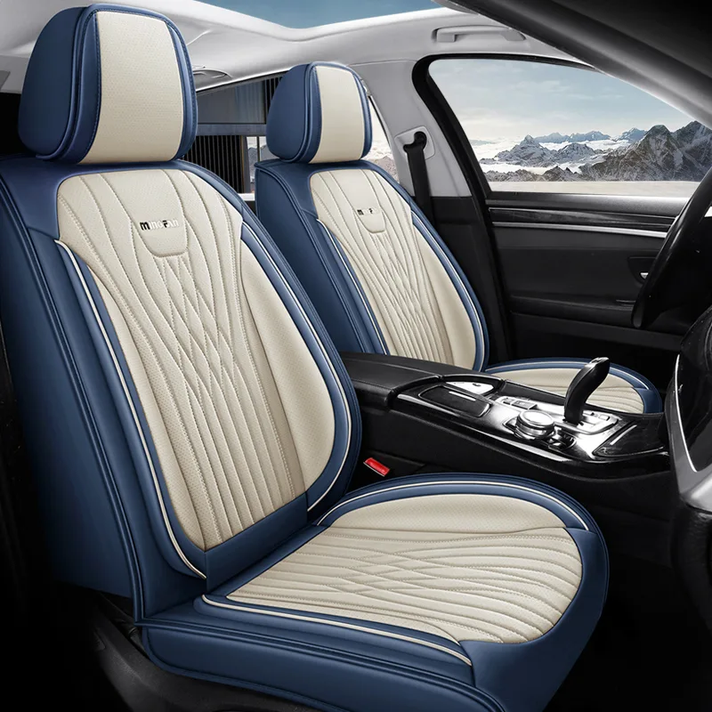 Commercial Grade Leather Car Seat Covers for Luxury Vehicles - Blue Standard