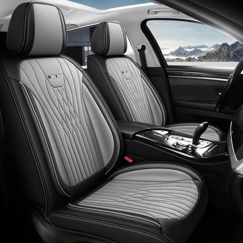 Commercial Grade Leather Car Seat Covers for Luxury Vehicles - Gray Standard