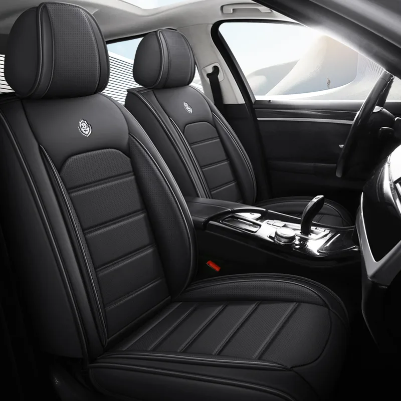 Commercial Grade Leather Car Seat Covers - Premium Black Interior Protection - Black Standard