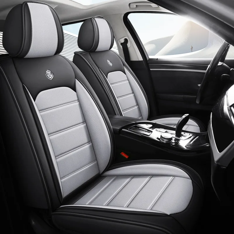 Commercial Grade Leather Car Seat Covers - Premium Black Interior Protection - Gray Standard