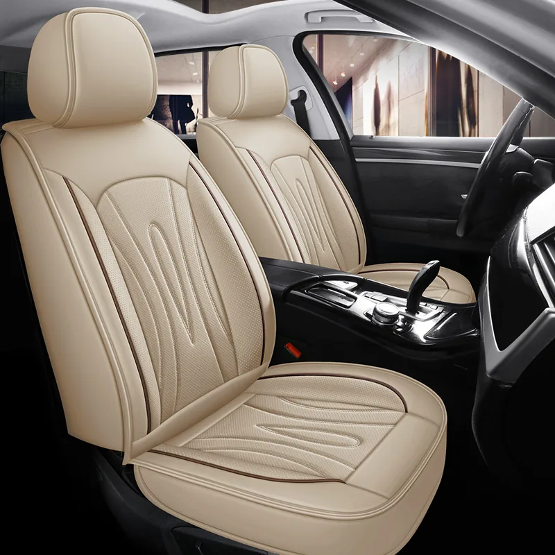 Luxury Leather Car Seat Covers - Commercial Grade Interior Solutions - Beige Standard