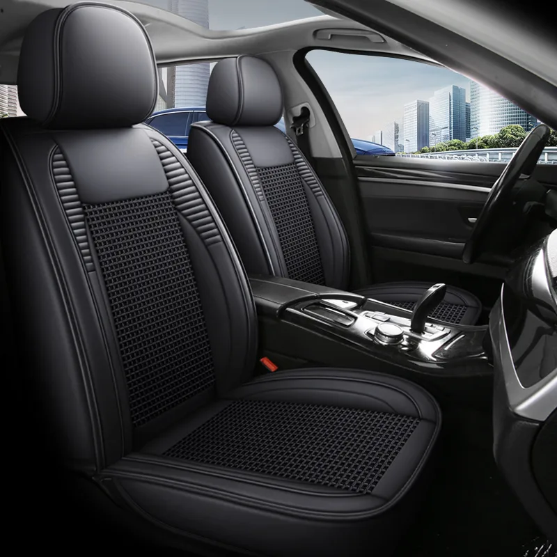 Commercial Grade Leatherette Car Seat Covers - Premium Quality - Ice Silk Black Standard