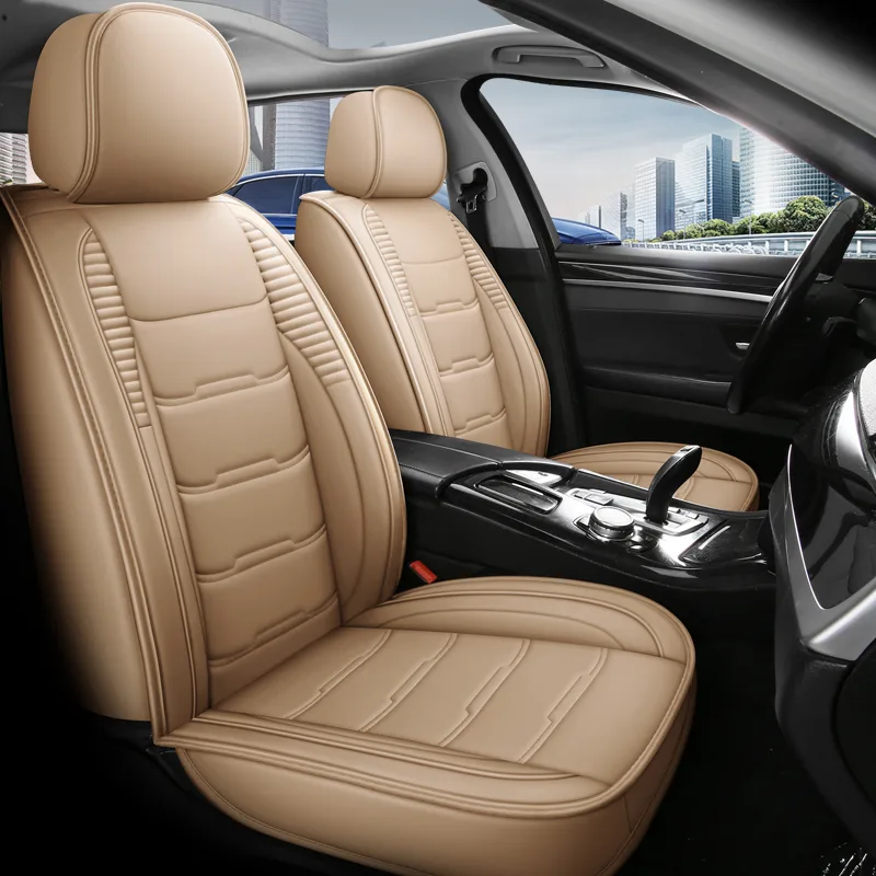 Commercial Grade Leatherette Car Seat Covers - Premium Quality - Leather Beige Standard
