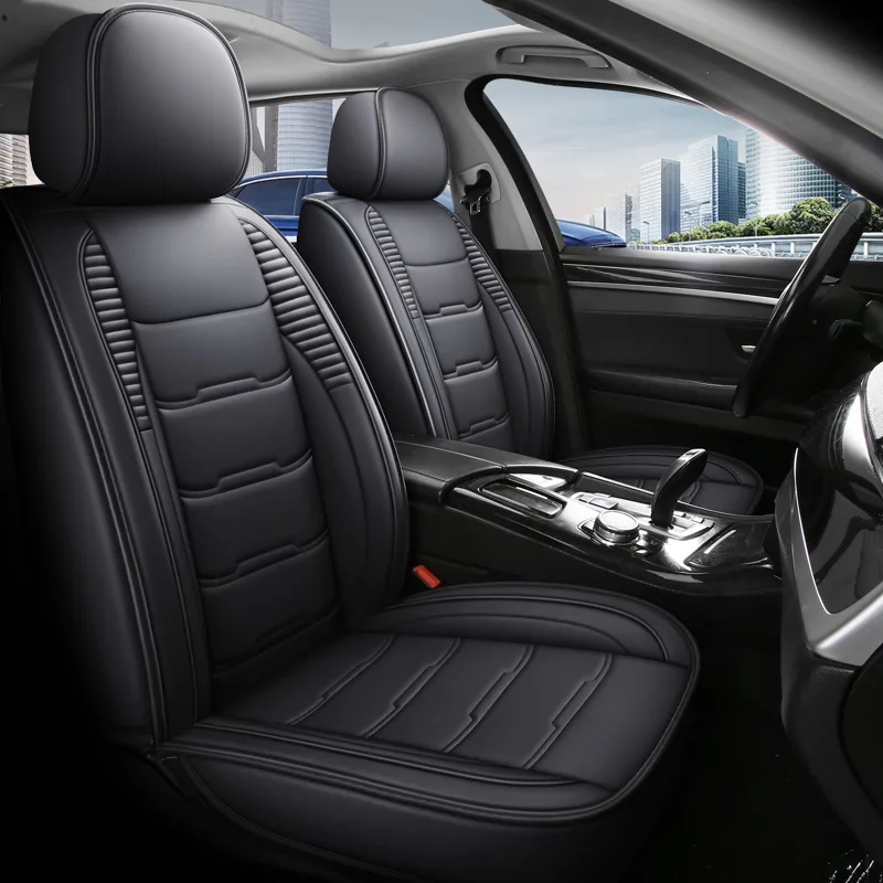 Commercial Grade Leatherette Car Seat Covers - Premium Quality - Leather Black Standard