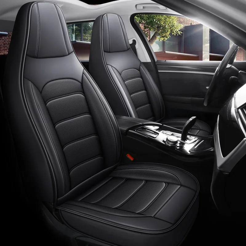 Commercial Leather Car Seat Covers - Premium Quality, Customizable - One Piece Black Standard