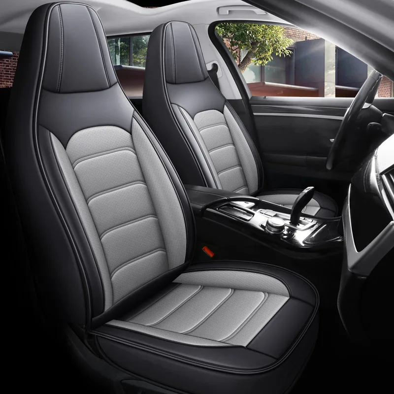 Commercial Leather Car Seat Covers - Premium Quality, Customizable - One Piece Gray Standard