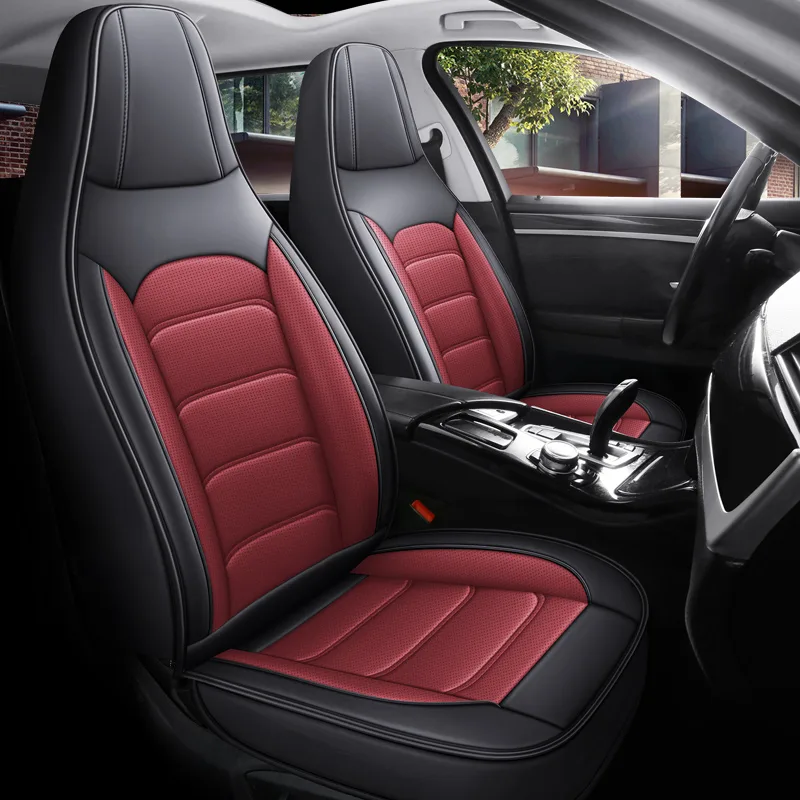Commercial Leather Car Seat Covers - Premium Quality, Customizable - One Piece Red Standard