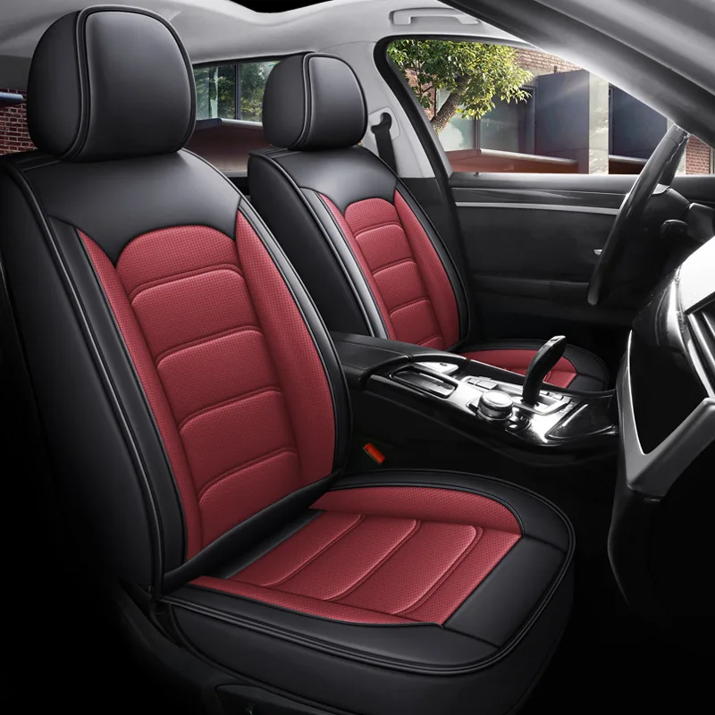 Commercial Leather Car Seat Covers - Premium Quality, Customizable - Split Red Standard
