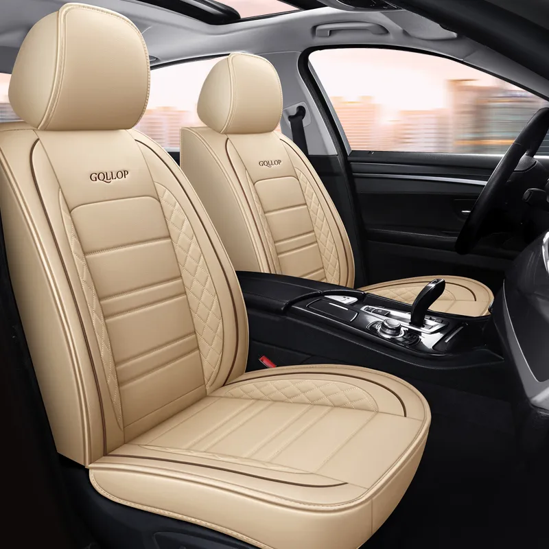 Luxury Leather Car Seat Covers for Commercial Vehicles - Beige Standard