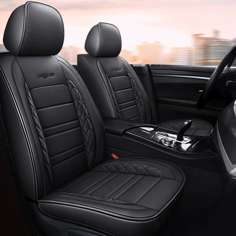Luxury Leather Car Seat Covers for Commercial Vehicles - Black Standard
