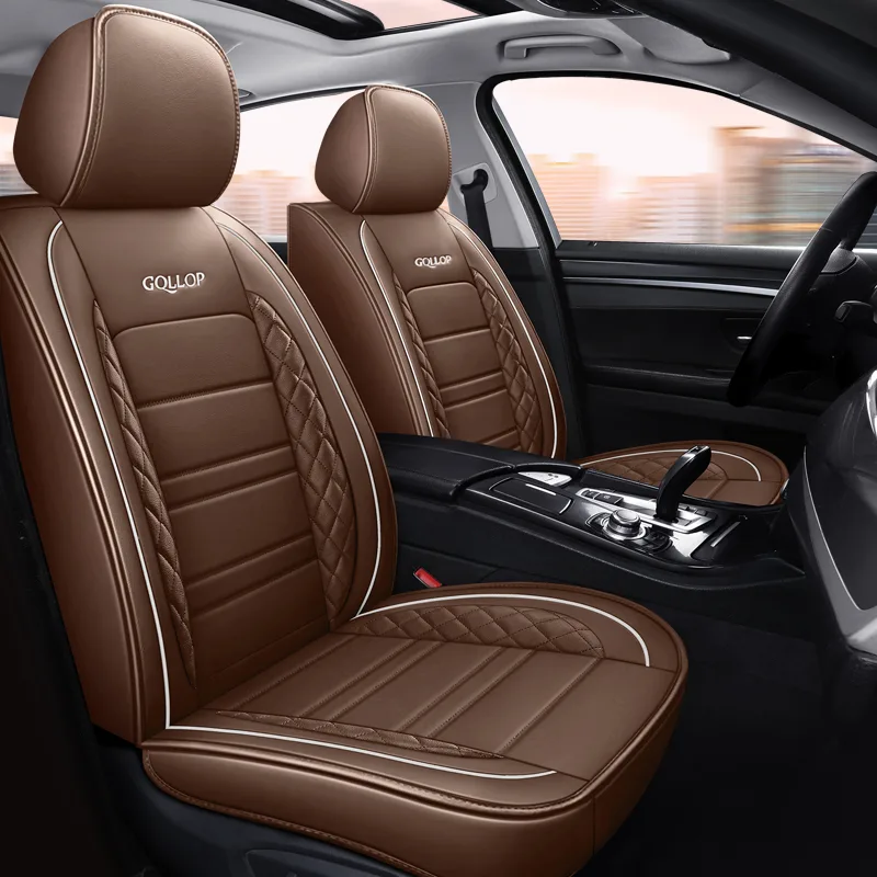 Luxury Leather Car Seat Covers for Commercial Vehicles - Coffee Standard