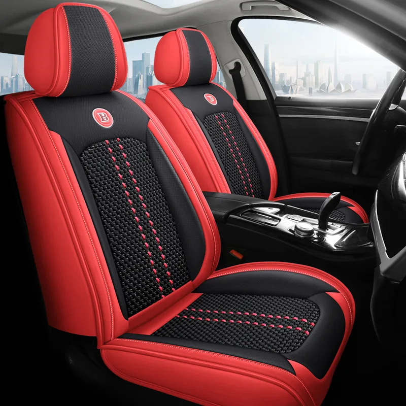 Commercial Grade Leather Car Seat Covers - Red Standard